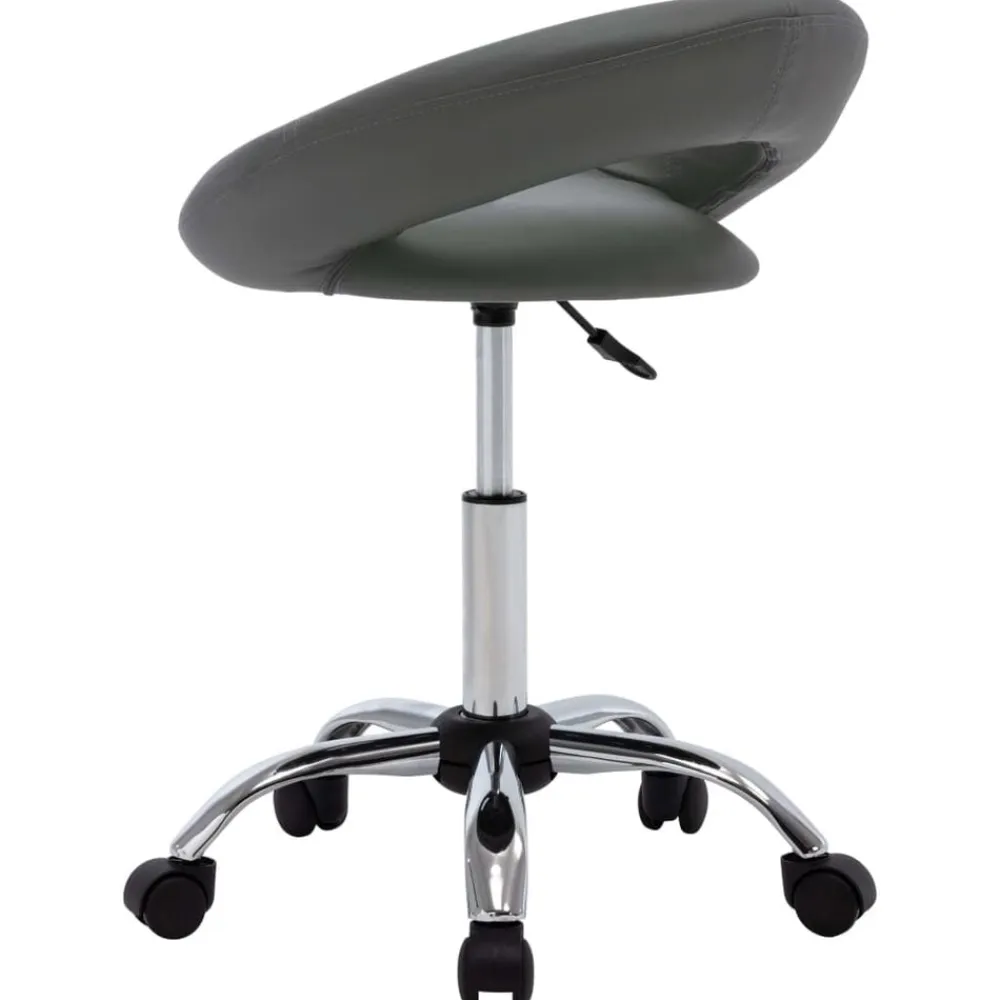 vidaXL Silla de trabajo con ruedas cuero sintético Gris Discount
