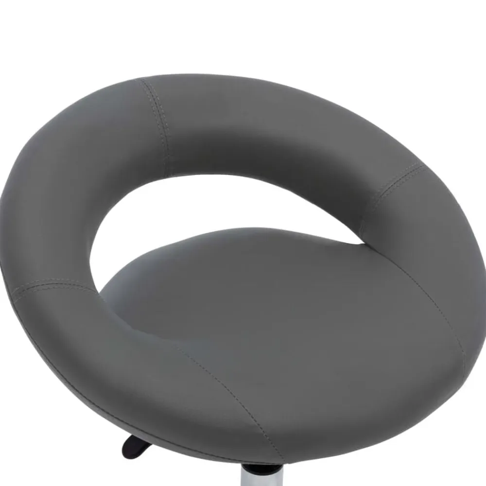 vidaXL Silla de trabajo con ruedas cuero sintético Gris Discount