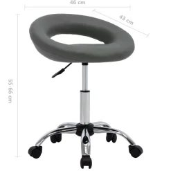 vidaXL Silla de trabajo con ruedas cuero sintético Gris Discount