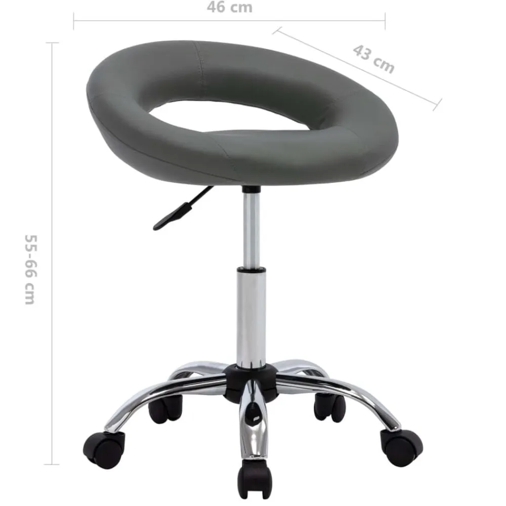 vidaXL Silla de trabajo con ruedas cuero sintético Gris Discount