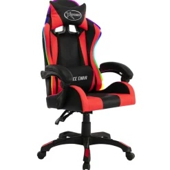 vidaXL Mobiliario De Oficina-Silla gaming con luces LED RGB cuero sintético