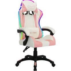 vidaXL Silla gaming con luces LED RGB cuero sintético Rosa y negro Hot