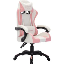 vidaXL Silla gaming con luces LED RGB cuero sintético Rosa y negro Hot