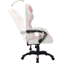 vidaXL Silla gaming con luces LED RGB cuero sintético Rosa y negro Hot