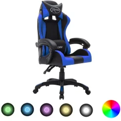 vidaXL Mobiliario De Oficina-Silla gaming con luces LED RGB cuero sintético