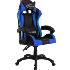 vidaXL Mobiliario De Oficina-Silla gaming con luces LED RGB cuero sintético