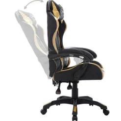 vidaXL Silla gaming con luces LED RGB cuero sintético Dorado y negro Clearance