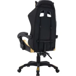 vidaXL Silla gaming con luces LED RGB cuero sintético Dorado y negro Clearance