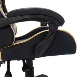 vidaXL Silla gaming con luces LED RGB cuero sintético Dorado y negro Clearance