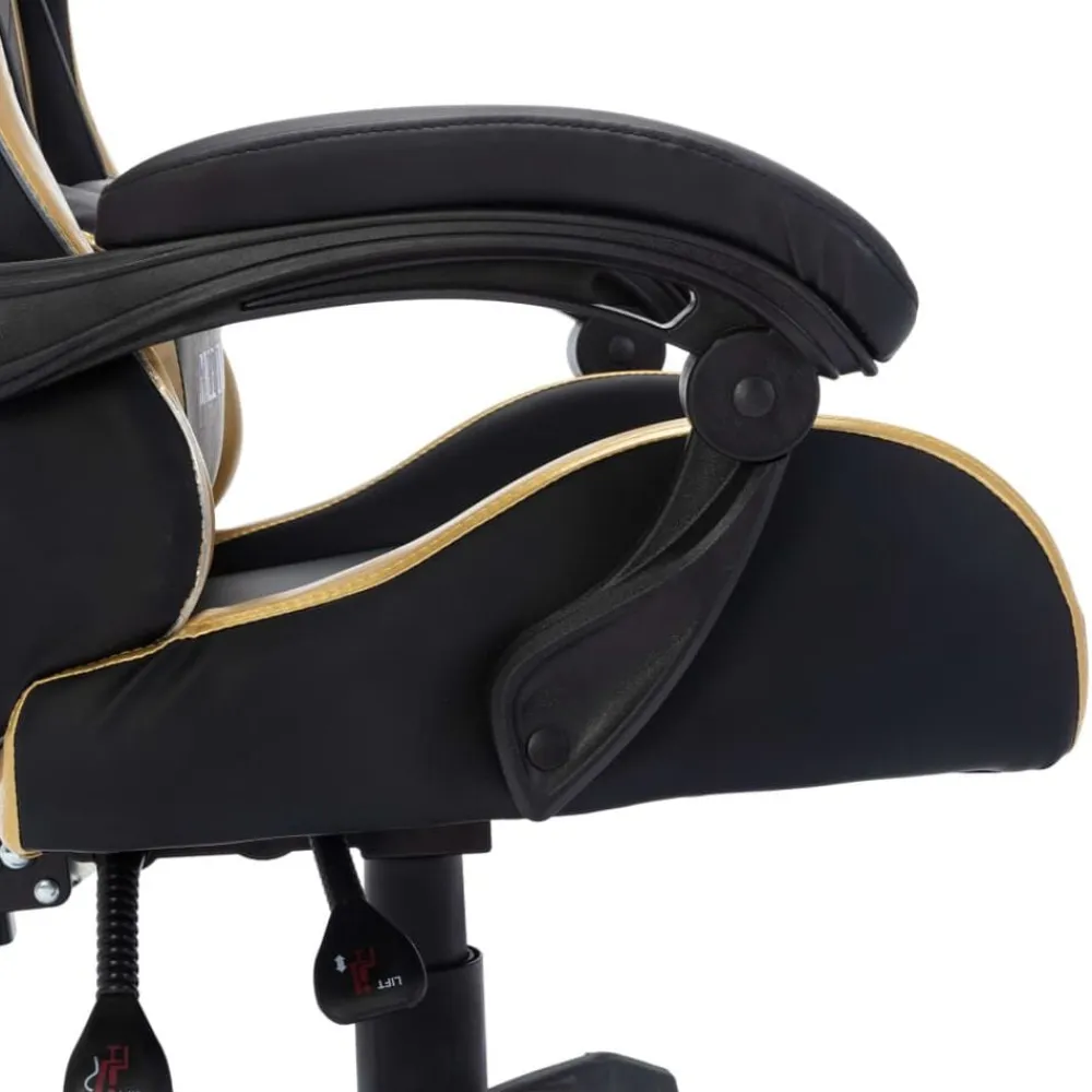 vidaXL Silla gaming con luces LED RGB cuero sintético Dorado y negro Clearance