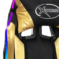 vidaXL Silla gaming con luces LED RGB cuero sintético Dorado y negro Clearance