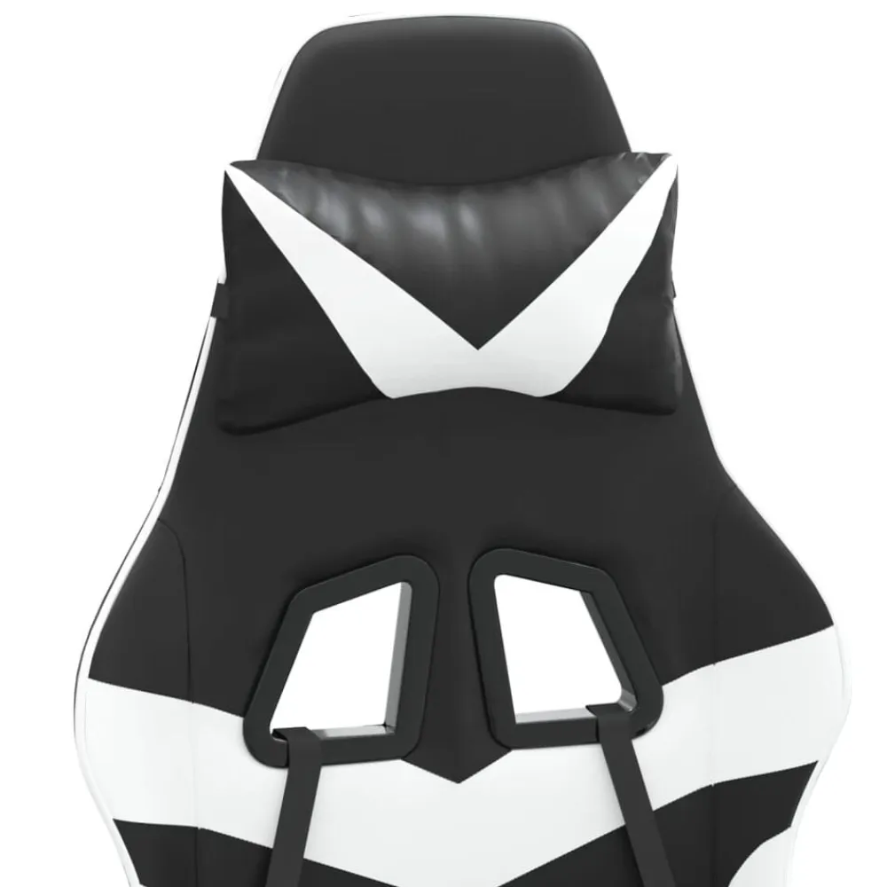 vidaXL Silla gaming con reposapiés cuero sintético negro blanco Negro y blanco New