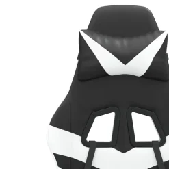 vidaXL Silla gaming con reposapiés cuero sintético negro blanco Negro y blanco New