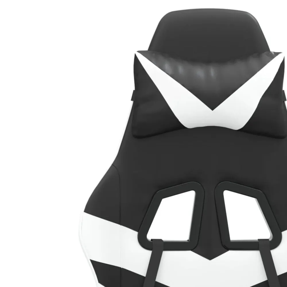 vidaXL Silla gaming con reposapiés cuero sintético negro blanco Negro y blanco New