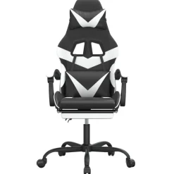 vidaXL Silla gaming con reposapiés cuero sintético negro blanco Negro y blanco New