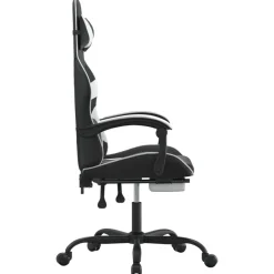 vidaXL Silla gaming con reposapiés cuero sintético negro blanco Negro y blanco New