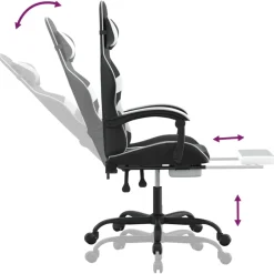 vidaXL Silla gaming con reposapiés cuero sintético negro blanco Negro y blanco New