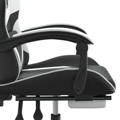 vidaXL Silla gaming con reposapiés cuero sintético negro blanco Negro y blanco New