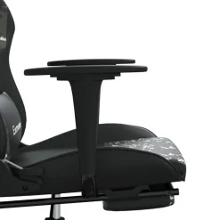 vidaXL Sillas-Silla gaming con reposapiés cuero sintético negro camuflaje