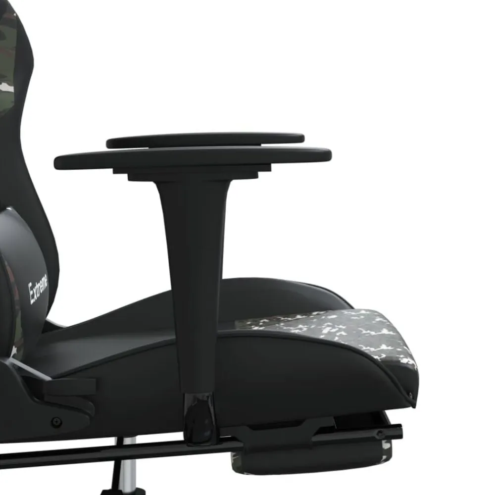 vidaXL Sillas-Silla gaming con reposapiés cuero sintético negro camuflaje
