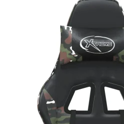 vidaXL Sillas-Silla gaming con reposapiés cuero sintético negro camuflaje