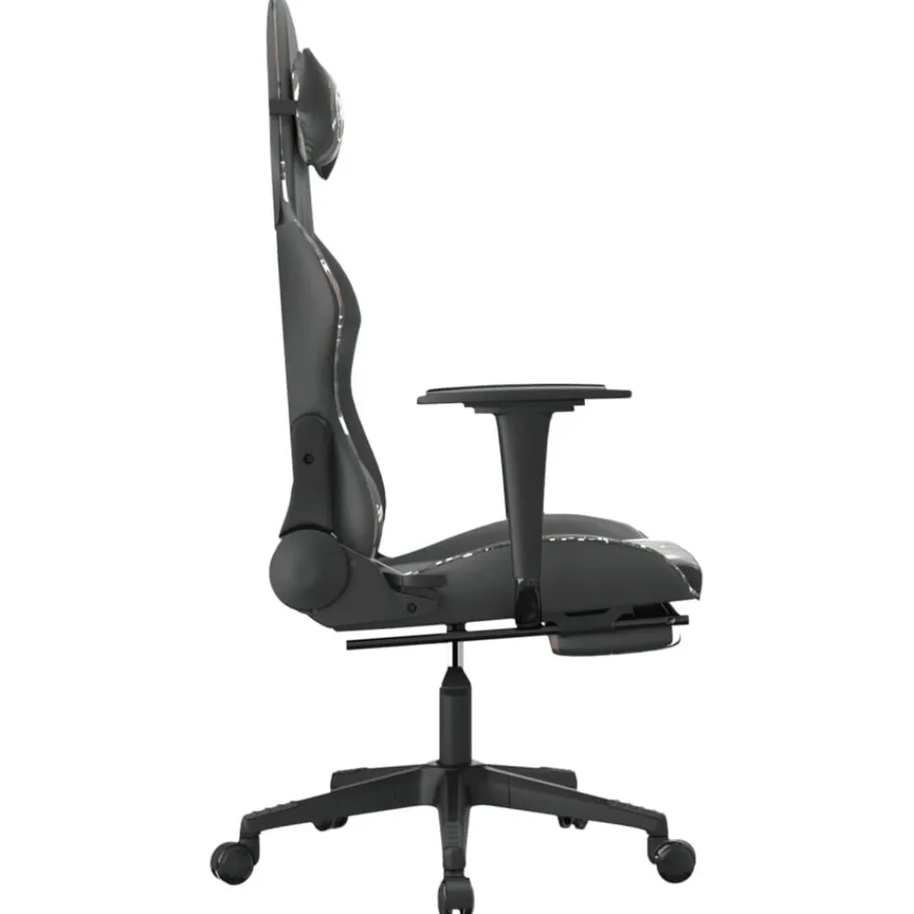 vidaXL Sillas-Silla gaming con reposapiés cuero sintético negro camuflaje