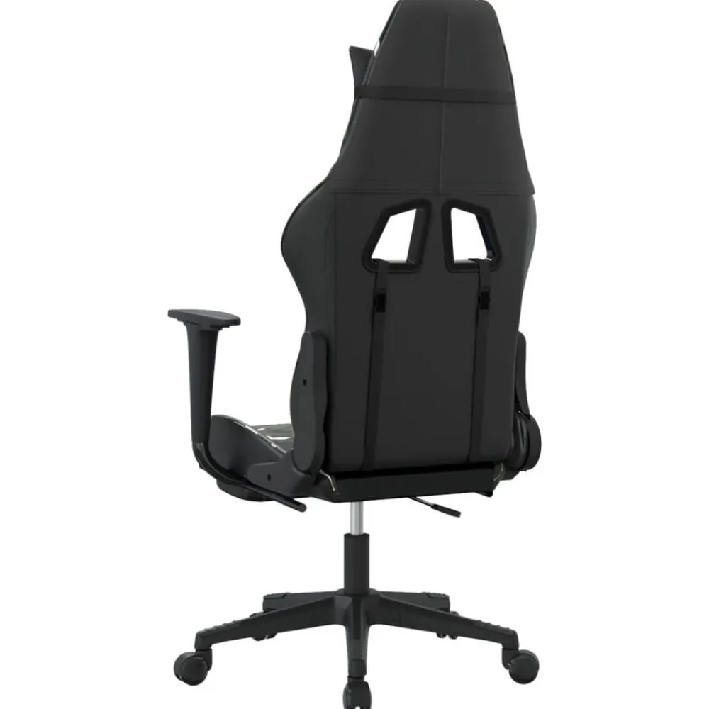vidaXL Sillas-Silla gaming con reposapiés cuero sintético negro camuflaje
