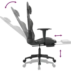 vidaXL Sillas-Silla gaming con reposapiés cuero sintético negro camuflaje