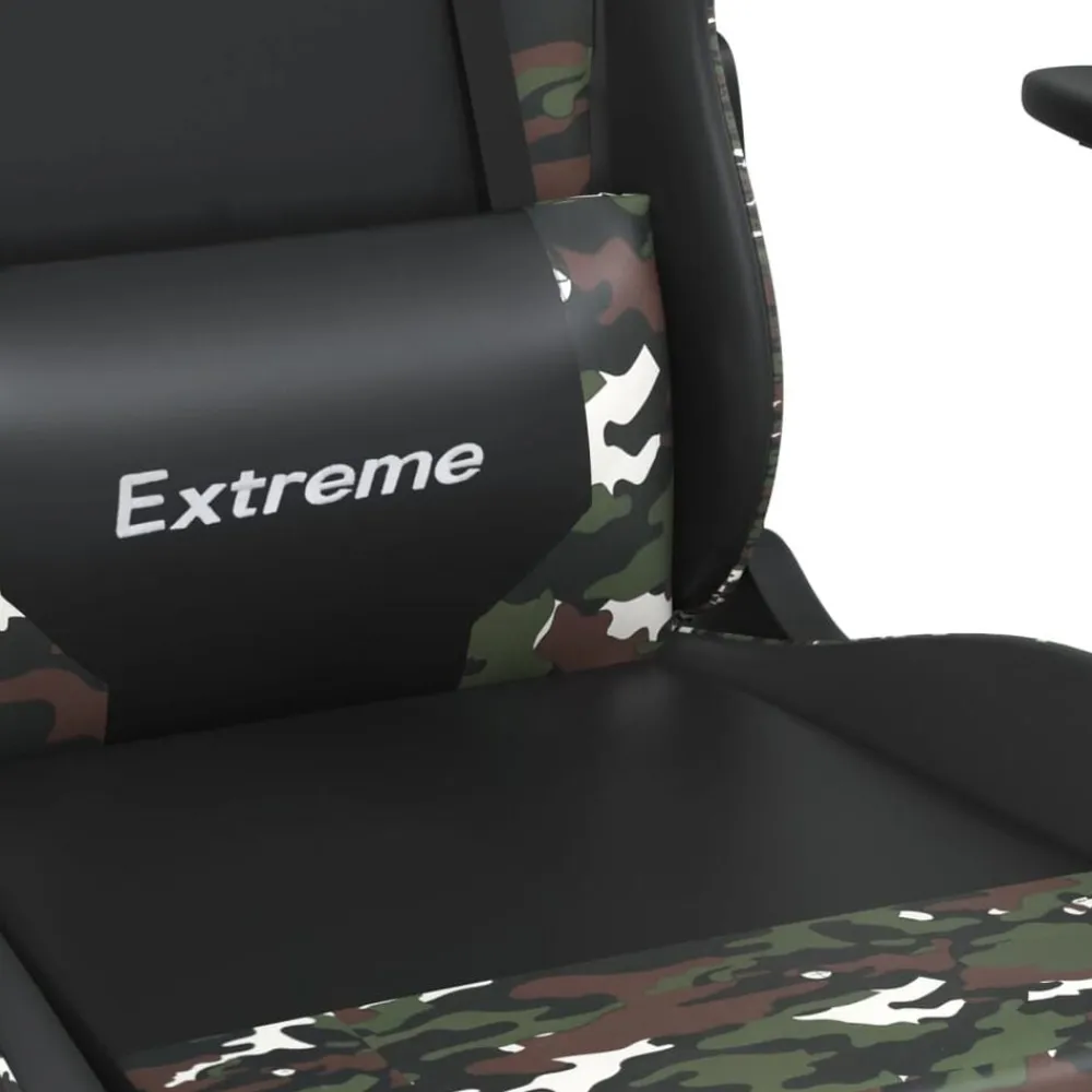 vidaXL Sillas-Silla gaming con reposapiés cuero sintético negro camuflaje