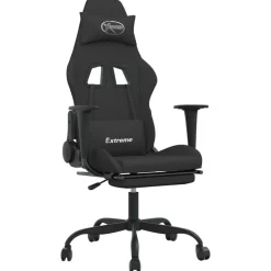 vidaXL Sillas-Silla gaming con reposapiés tela