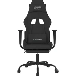 vidaXL Sillas-Silla gaming con reposapiés tela