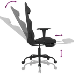 vidaXL Sillas-Silla gaming con reposapiés tela