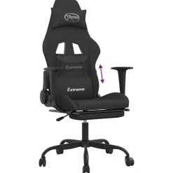 vidaXL Sillas-Silla gaming con reposapiés tela