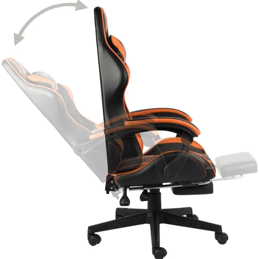 vidaXL Mobiliario De Oficina-Silla gaming con reposapiés cuero sintético negro y