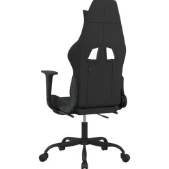 vidaXL Sillas-Silla gaming con reposapiés tela gris claro y negro