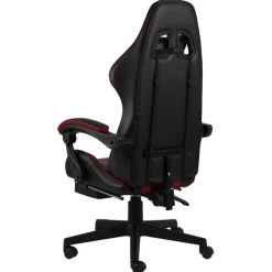 vidaXL Mobiliario De Oficina-Silla gaming con reposapiés cuero sintético negro y rojo tinto