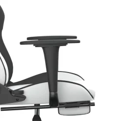 vidaXL Silla gaming con reposapiés cuero sintético blanco negro Blanco y negro Sale