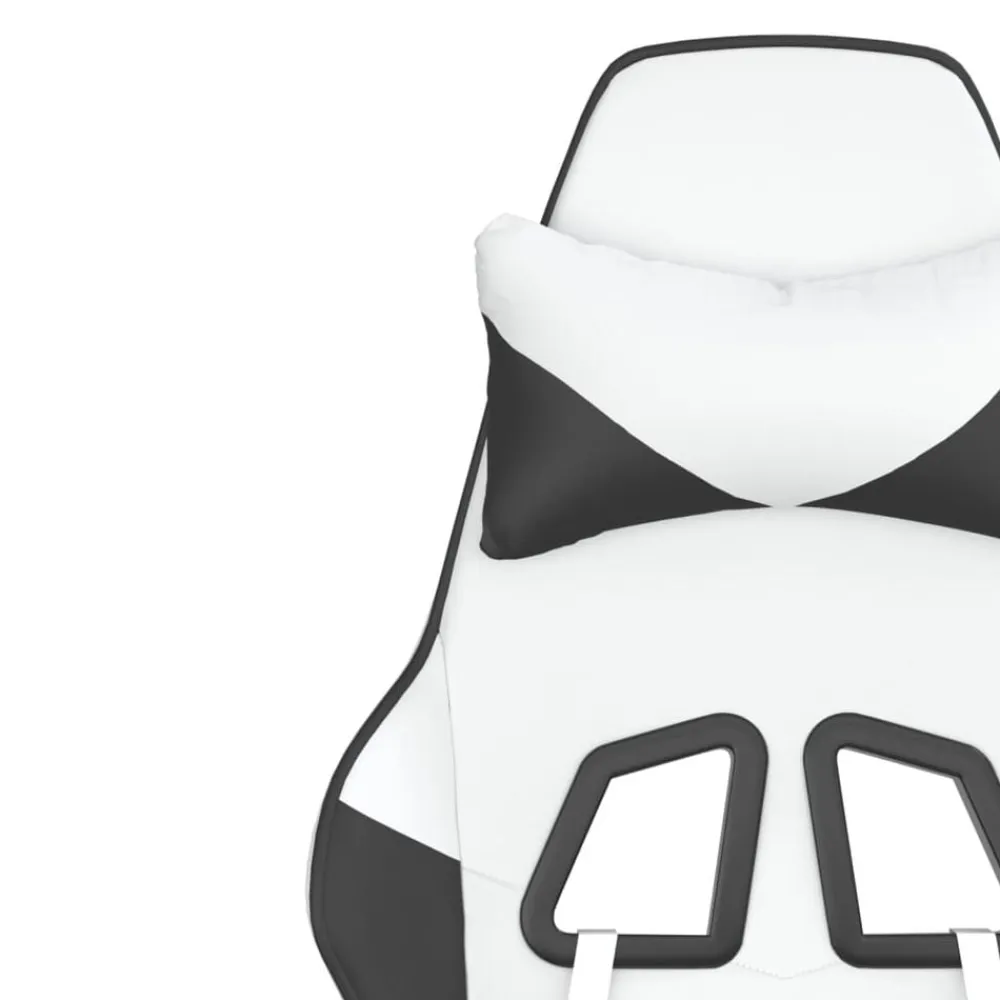 vidaXL Silla gaming con reposapiés cuero sintético blanco negro Blanco y negro Sale