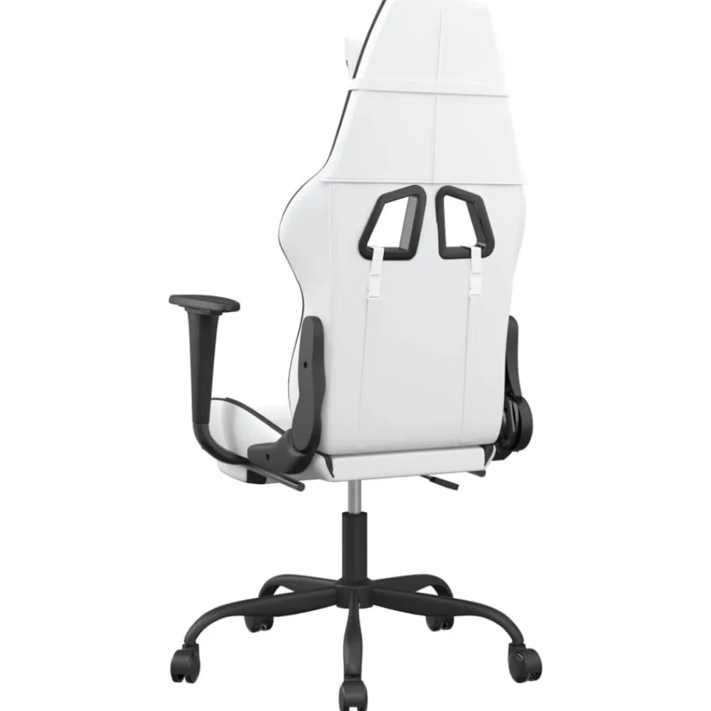 vidaXL Silla gaming con reposapiés cuero sintético blanco negro Blanco y negro Sale