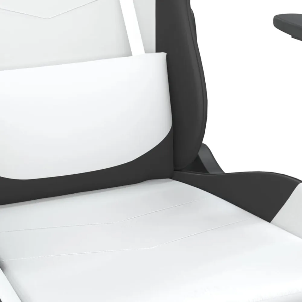 vidaXL Silla gaming con reposapiés cuero sintético blanco negro Blanco y negro Sale