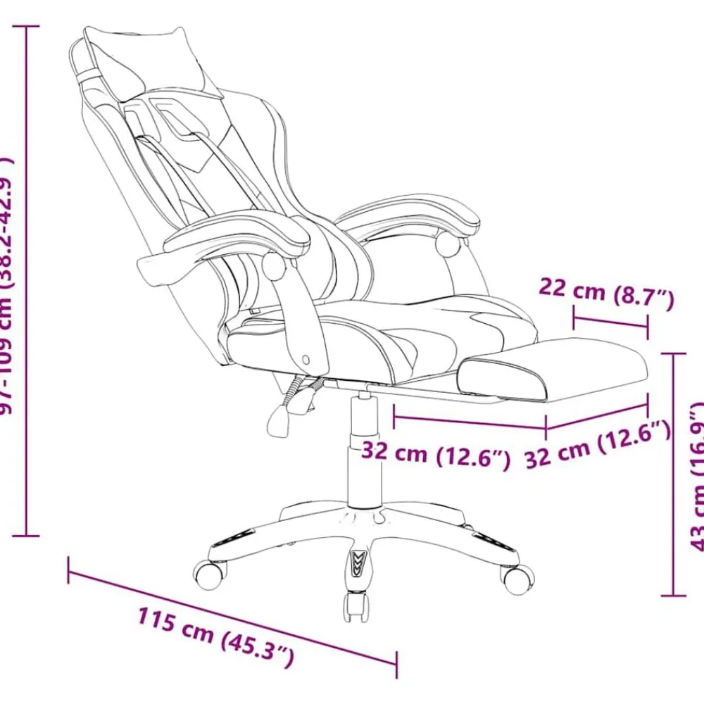 vidaXL Mobiliario De Oficina-Silla gaming con reposapiés cuero sintético negro y camuflaje