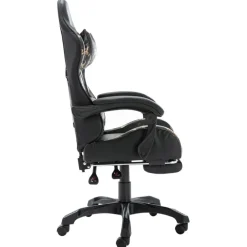 vidaXL Mobiliario De Oficina-Silla gaming con reposapiés cuero sintético negro y camuflaje