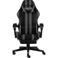 vidaXL Mobiliario De Oficina-Silla gaming con reposapiés cuero sintético negro y