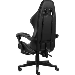 vidaXL Mobiliario De Oficina-Silla gaming con reposapiés cuero sintético negro y