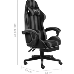 vidaXL Mobiliario De Oficina-Silla gaming con reposapiés cuero sintético negro y