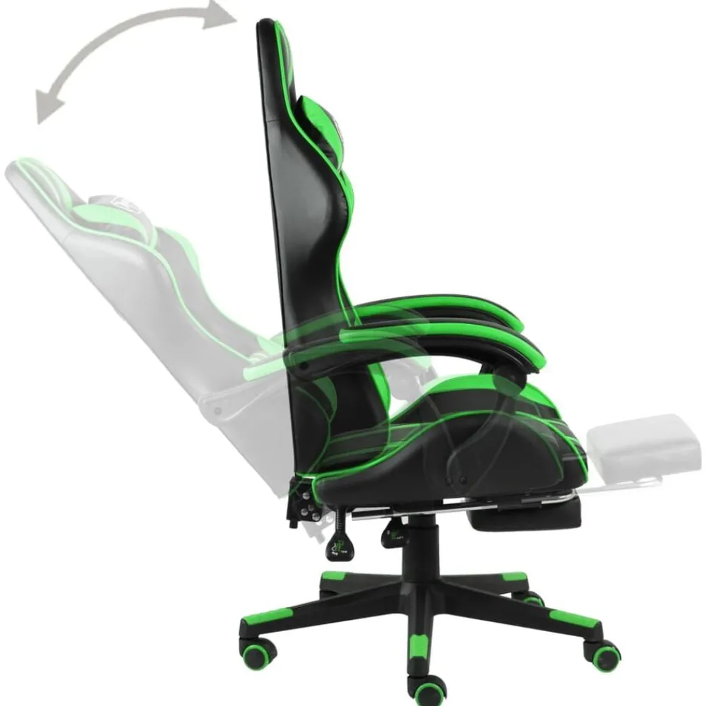 vidaXL Mobiliario De Oficina-Silla gaming con reposapiés cuero sintético negro y