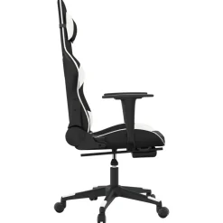 vidaXL Sillas-Silla gaming con reposapiés cuero sintético negro blanco