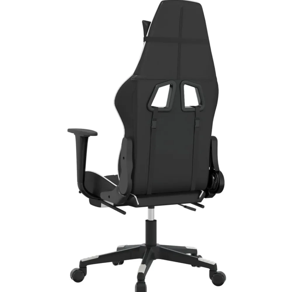 vidaXL Sillas-Silla gaming con reposapiés cuero sintético negro blanco