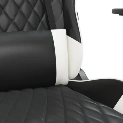 vidaXL Sillas-Silla gaming con reposapiés cuero sintético negro blanco