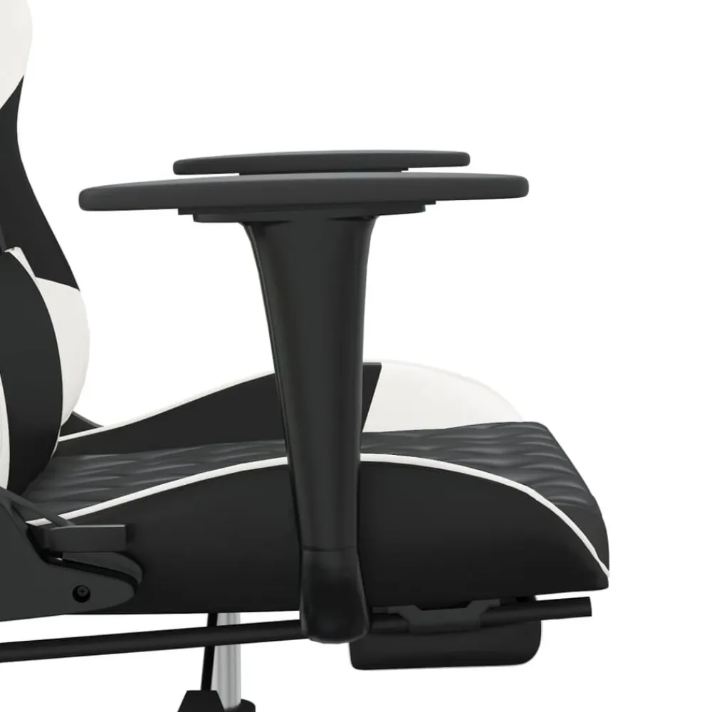 vidaXL Sillas-Silla gaming con reposapiés cuero sintético negro blanco